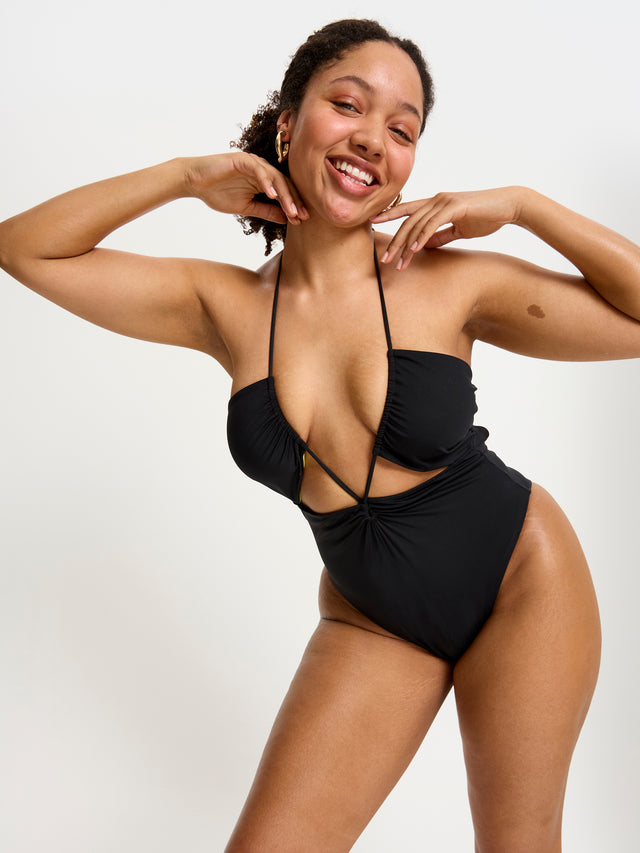 SmileyWorld® | Modibodi Swimwear Tie One Piece Super Black