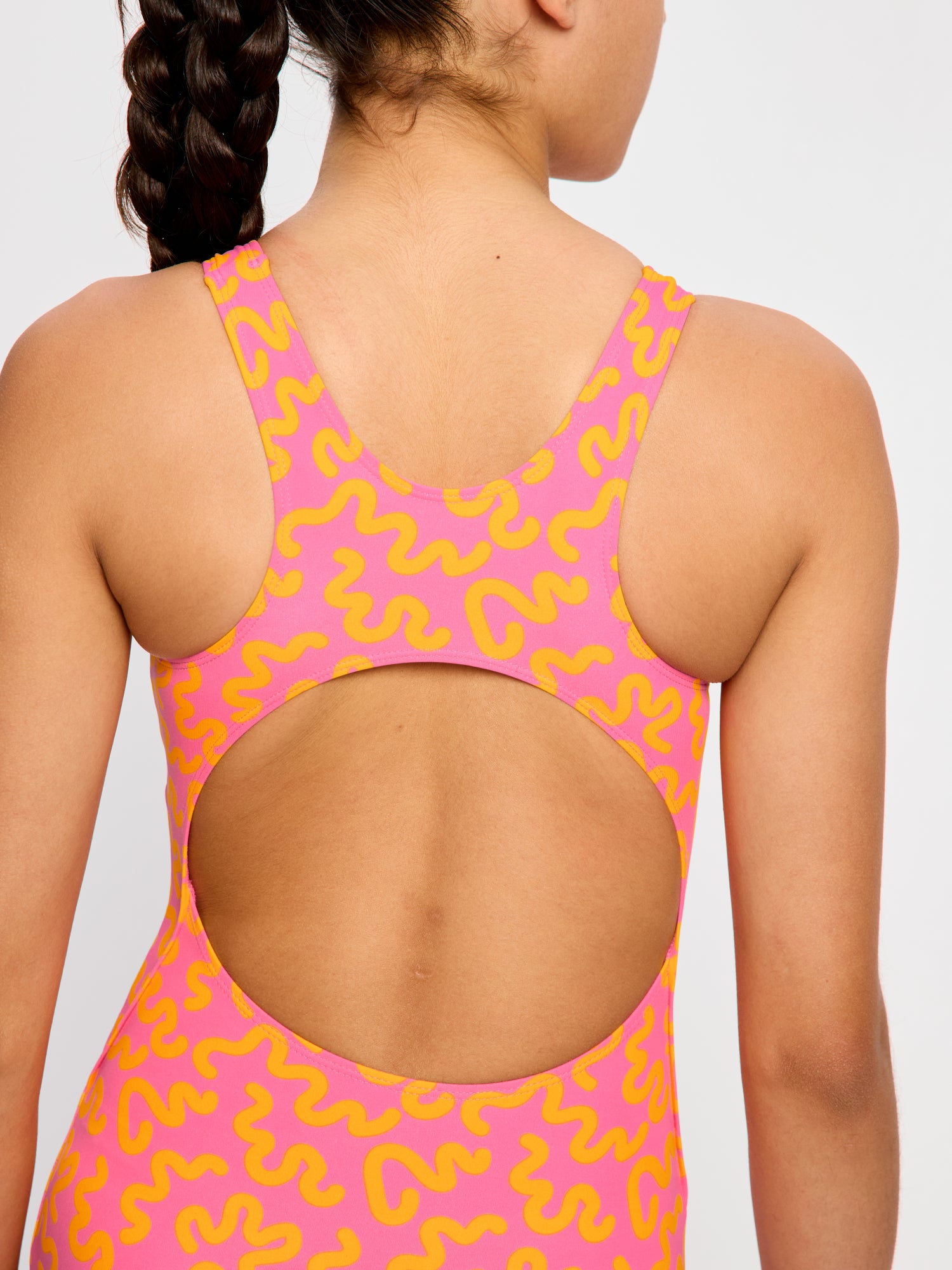 Period Teen Swimwear Racerback One Piece - Light in Wavy Pink