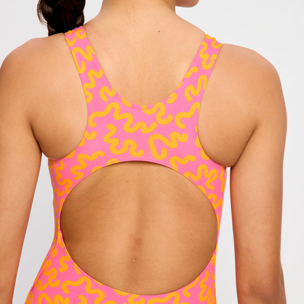 Period Teen Swimwear Racerback One Piece - Light in Wavy Pink 