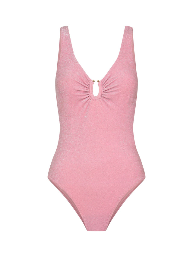 Swimwear Shimmer V Neck One Piece Light Peony Pink