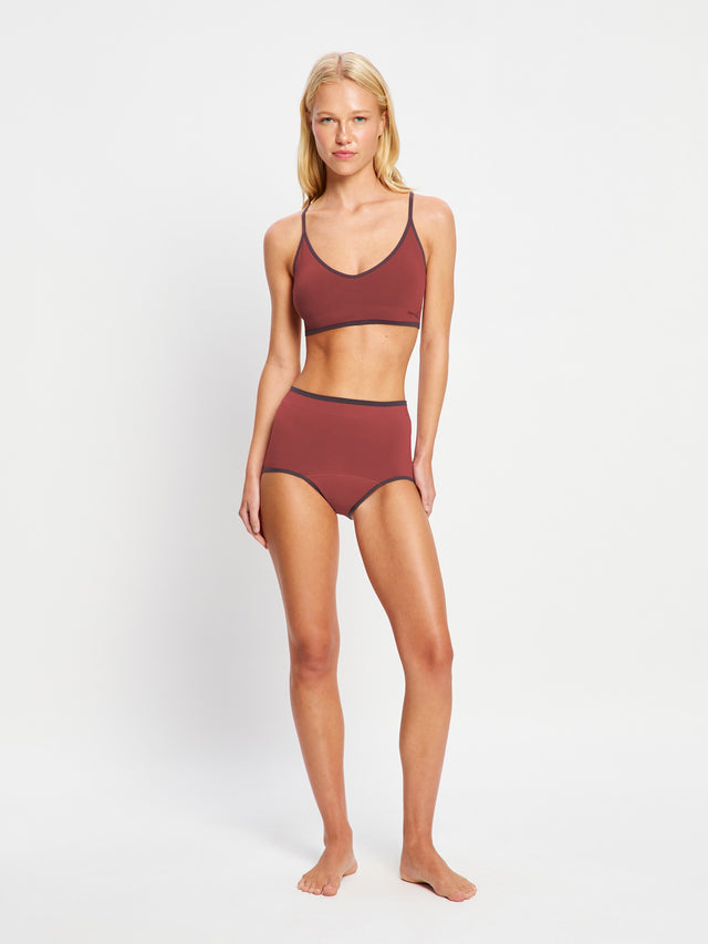 Puma X Modibodi Seamless V Neck Bralette Plum Purple