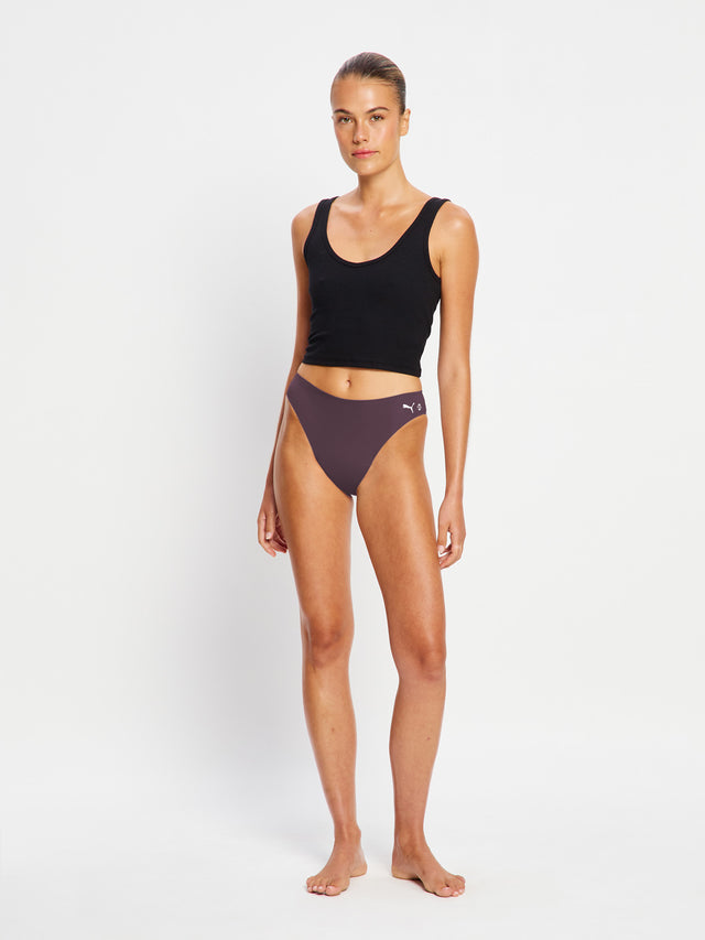 Puma X Modibodi Seamless Hi-Leg Cheeky Brief Light Rich Cocoa Brown