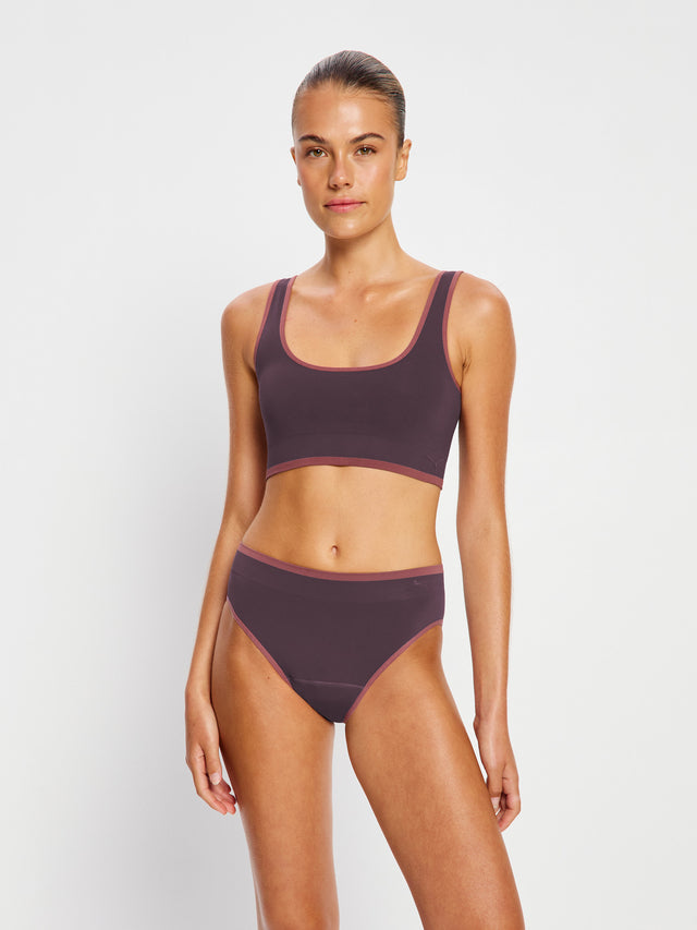Puma X Modibodi Seamless Hi-Leg Cheeky Brief Light Rich Cocoa Brown