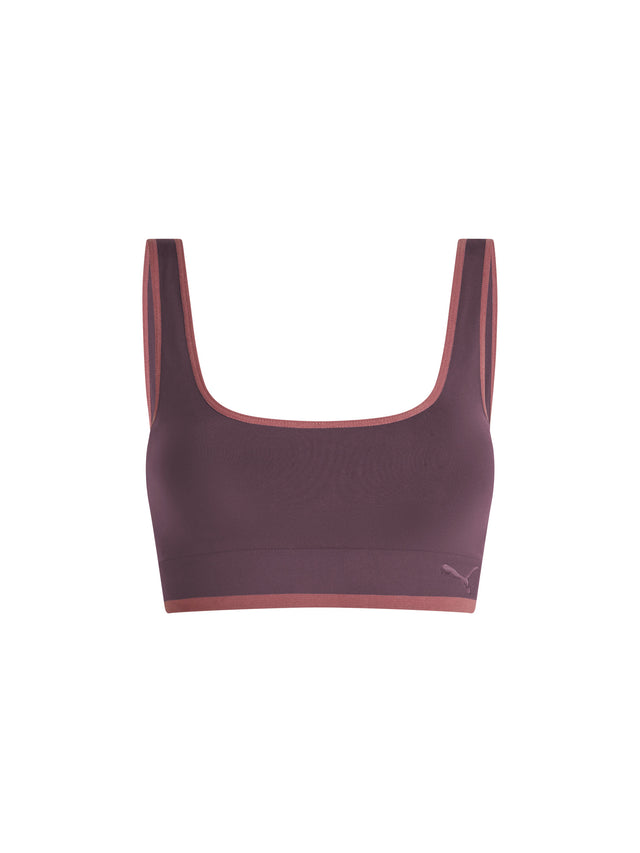 Puma X Modibodi Seamless Square Neck Crop Rich Cocoa Brown