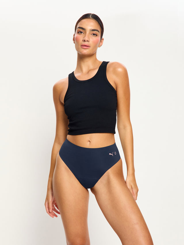 Puma X Modibodi Seamfree Active Hi Waist Cheeky Moderate Midnight