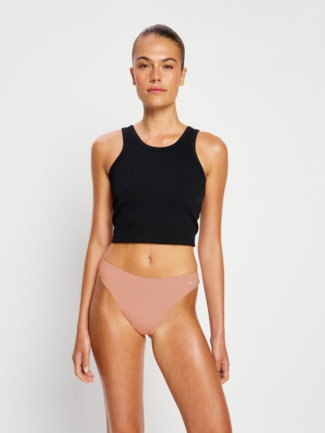 Puma X Modibodi Seamfree Active Thong Light Cafe Creme Pink