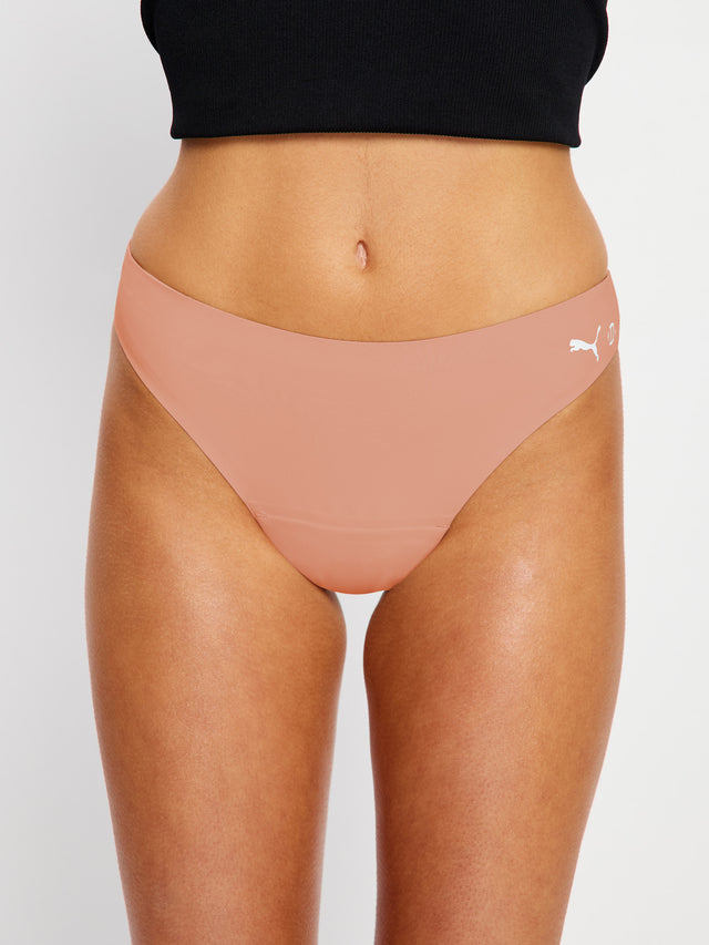 Puma X Modibodi Seamfree Active Thong Light Cafe Creme Pink