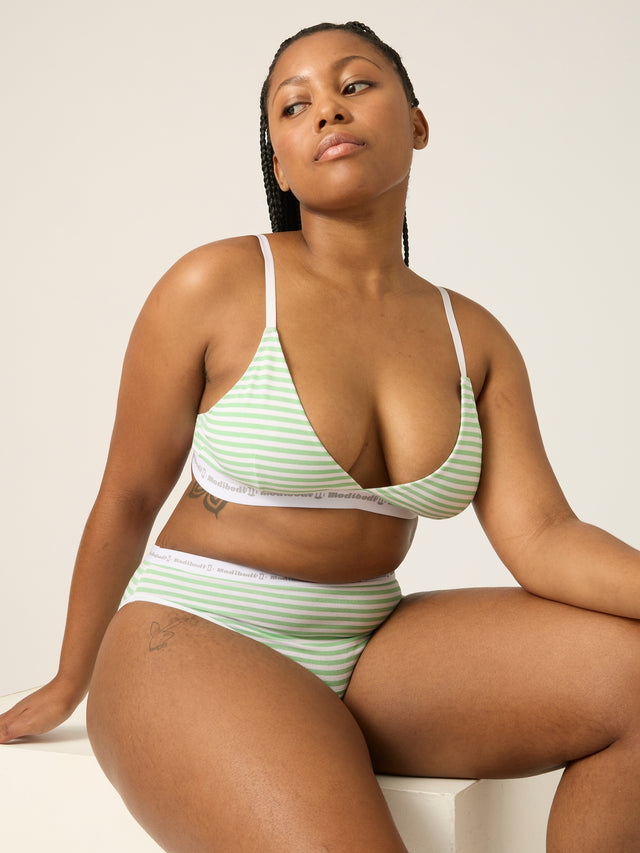 Basic Triangle Bralette Meadow Green Stripe