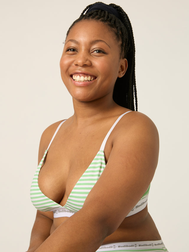 Basic Triangle Bralette Meadow Green Stripe
