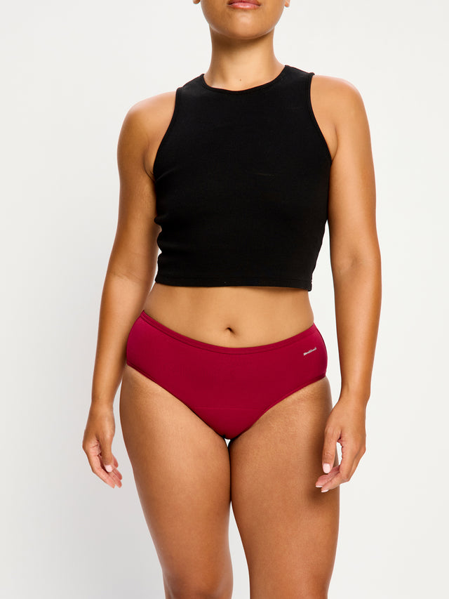 Basic Mid-Rise Brief Moderate Beet Red