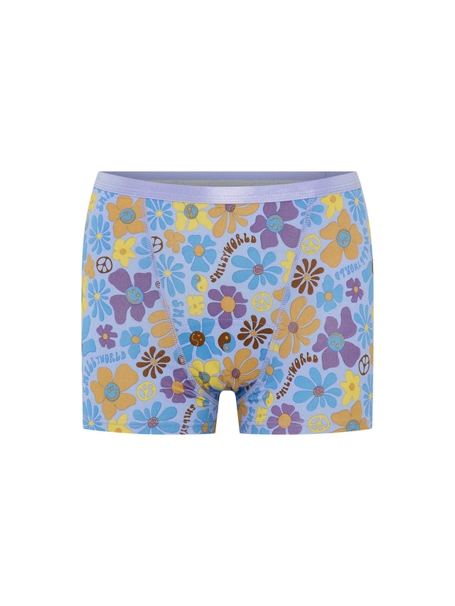 SmileyWorld® | Modibodi Classic Boyshort Moderate Happy Daisy Blue