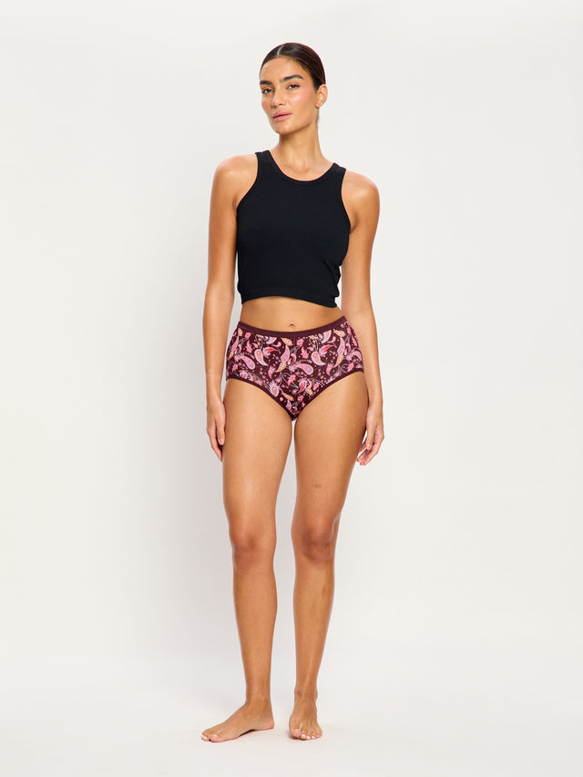 Classic Full Brief Moderate Opulent Paisley Red