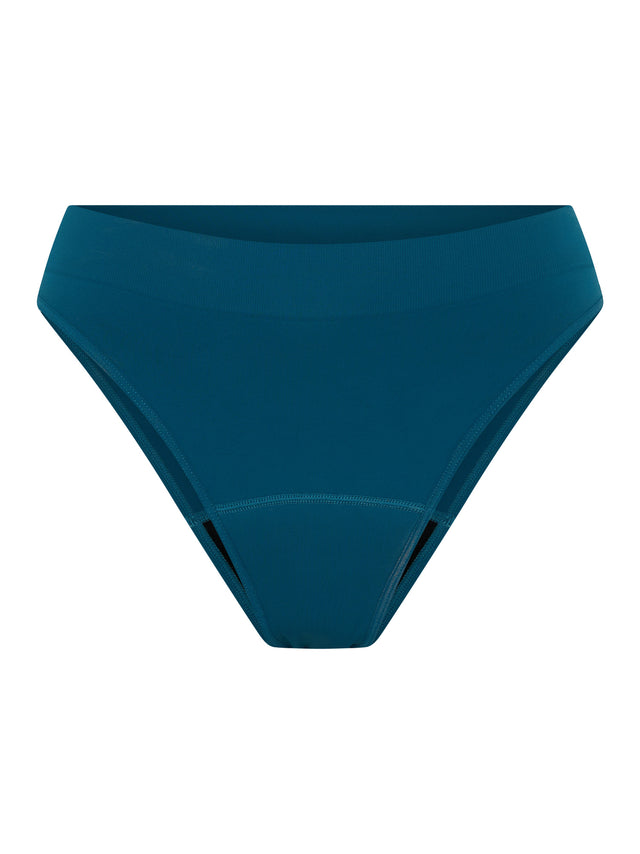 Modicomfort Seamless Hi Waist Cheeky Teale Blue & Thong Black 2 Pack