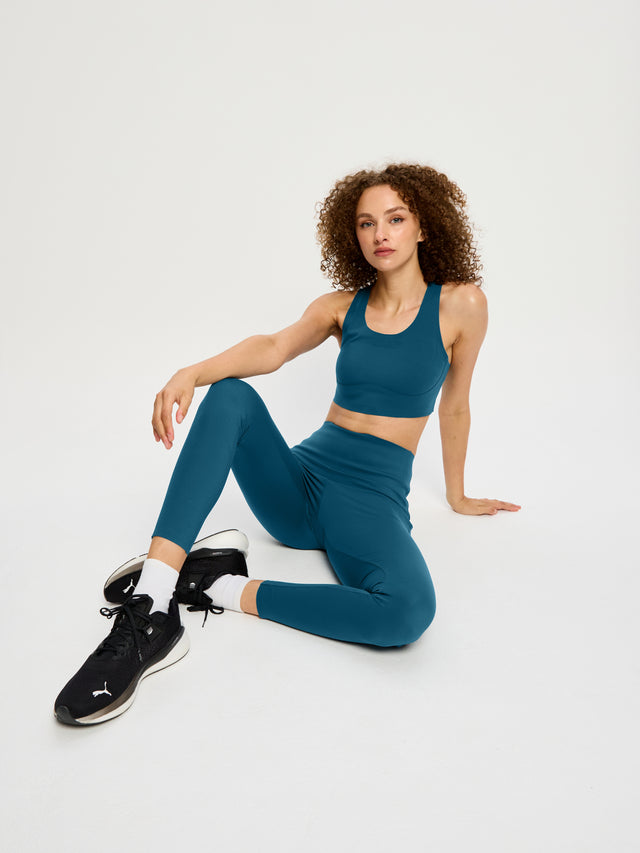 Full Length Bonded Panel Leggings Teale Blue