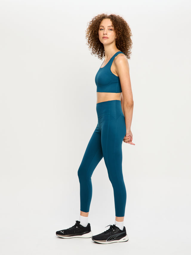 Full Length Bonded Panel Leggings Teale Blue