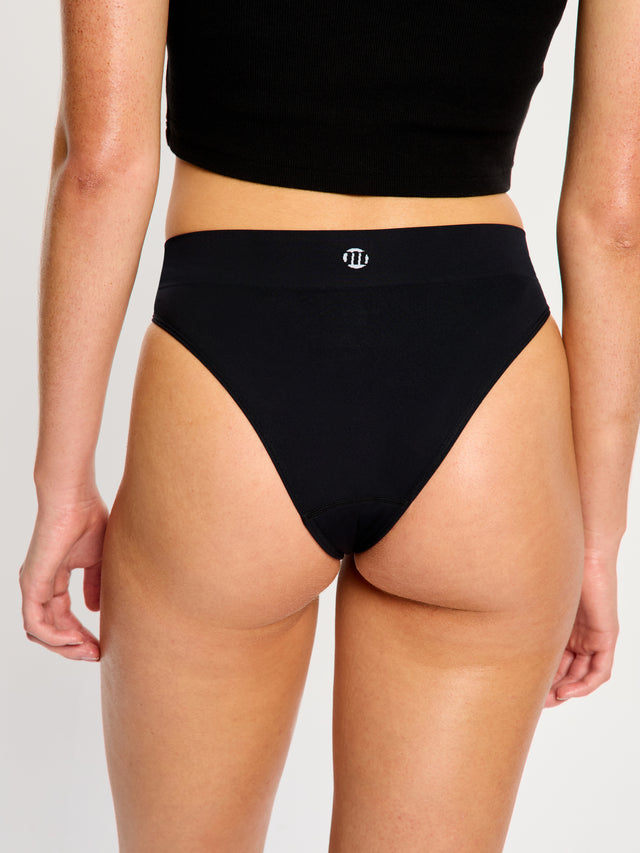 Seamfree Hi Waist Cheeky Black & Thong Teale Blue 2 Pack