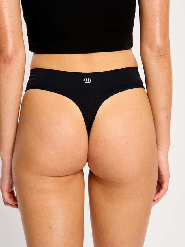 Modicomfort Seamless Hi Waist Cheeky Teale Blue & Thong Black 2 Pack