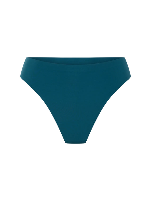 Seamfree Hi Waist Cheeky Black & Thong Teale Blue 2 Pack