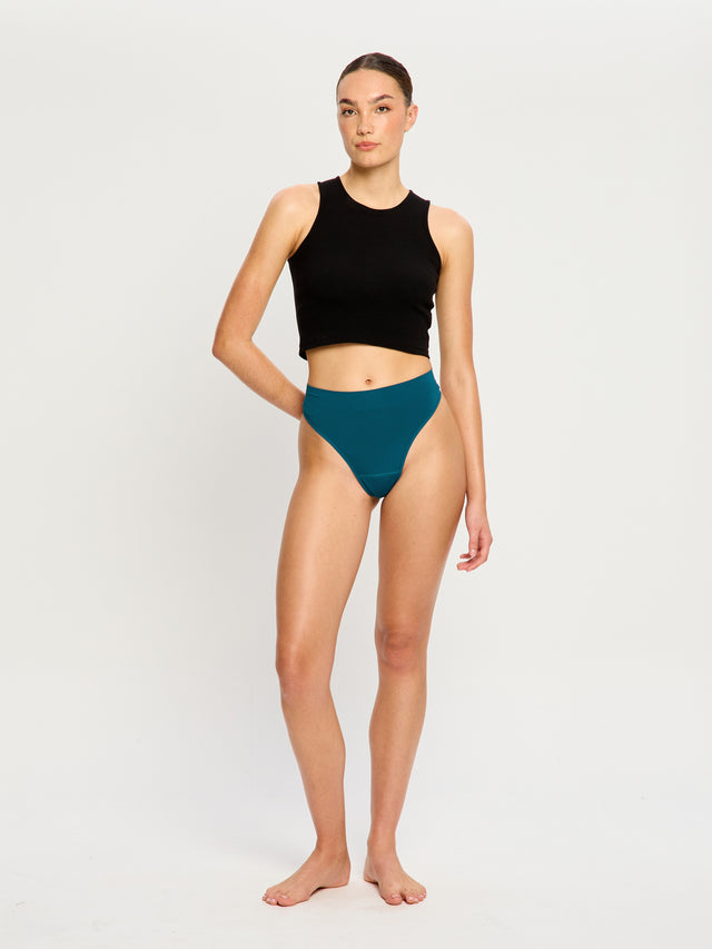 Modicomfort Seamless Hi Waist Thong Light Teale Blue