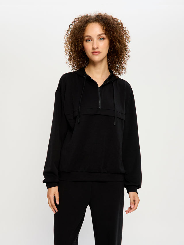 Half-Zip Hoodie Black