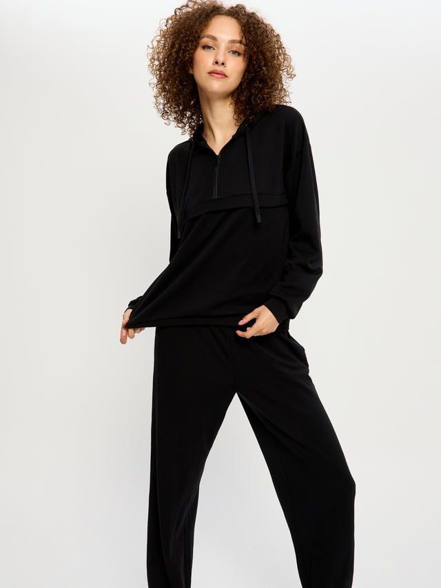 Half-Zip Hoodie Black