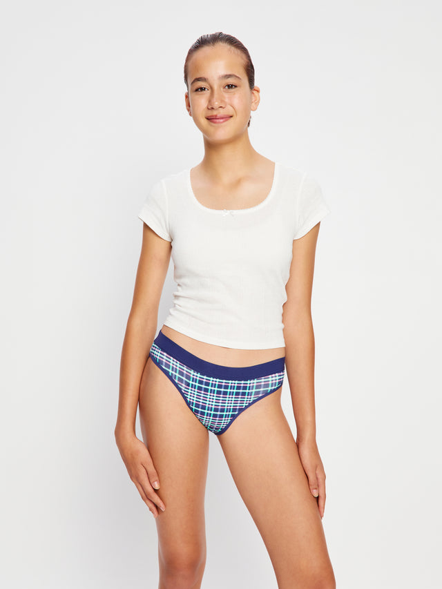 Teen Hipster Boyleg & Bikini Midnight Purple Check 2 Pack