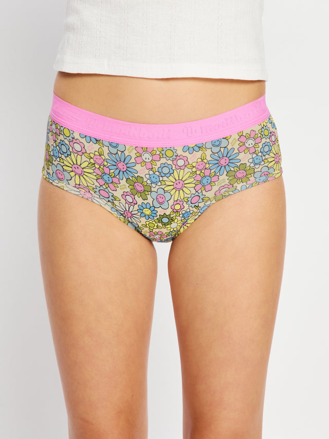 SmileyWorld® | Modibodi Teen Hipster Boyleg Moderate Bubbly Blossom Pink