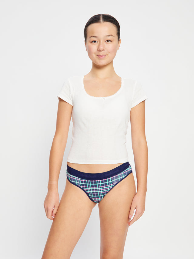 Teen Hipster Boyleg & Bikini Midnight Purple Check 2 Pack