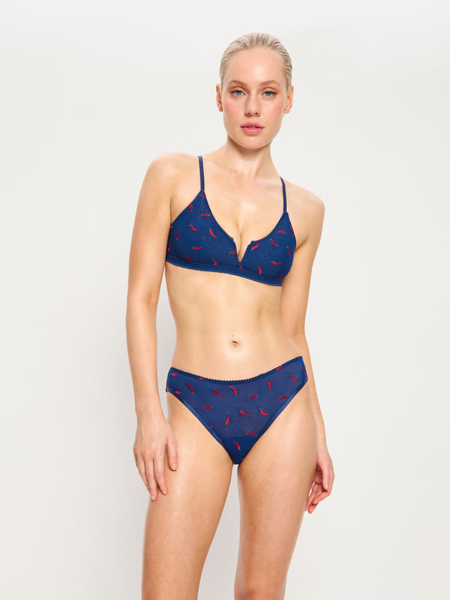 Intimates Spicy Day V-Bralette Navy Chilli