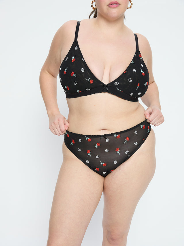 Intimates V Day Cheeky Brief Moisture Wicking Black Rose