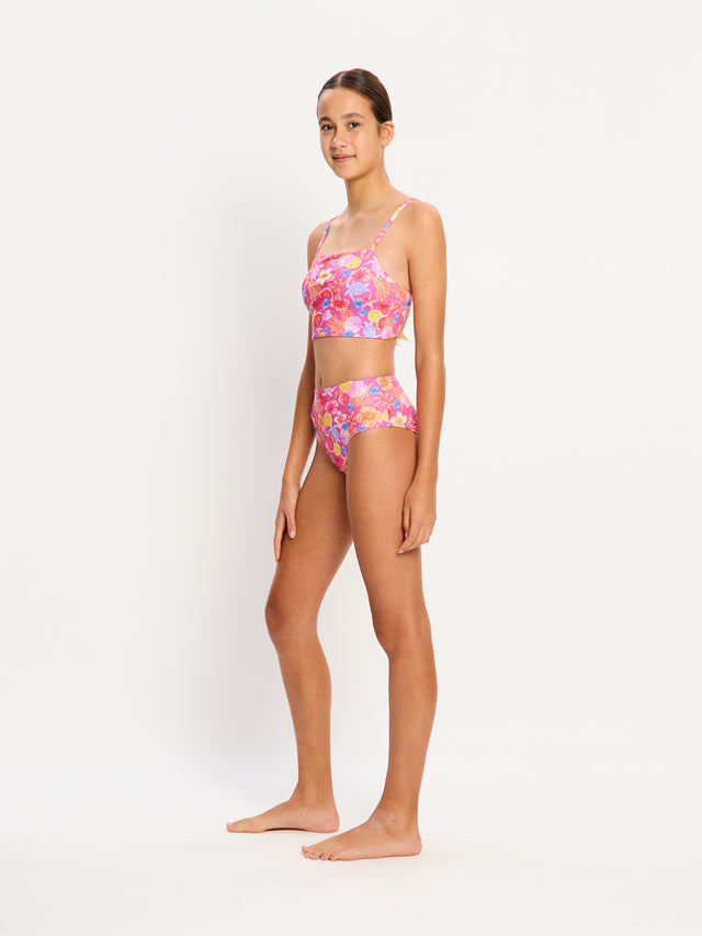 Marine Dream Teen Swimwear Tankini Top & Hi-Waist Brief Set Tropicana Crush