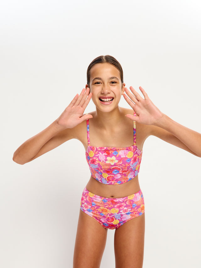 Marine Dream Teen Swimwear Tankini Top & Hi-Waist Brief Set Tropicana Crush