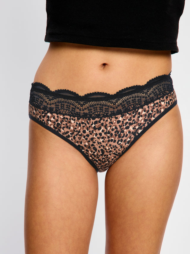 Sensual Hi Waist Bikini Moderate Animalia Brown