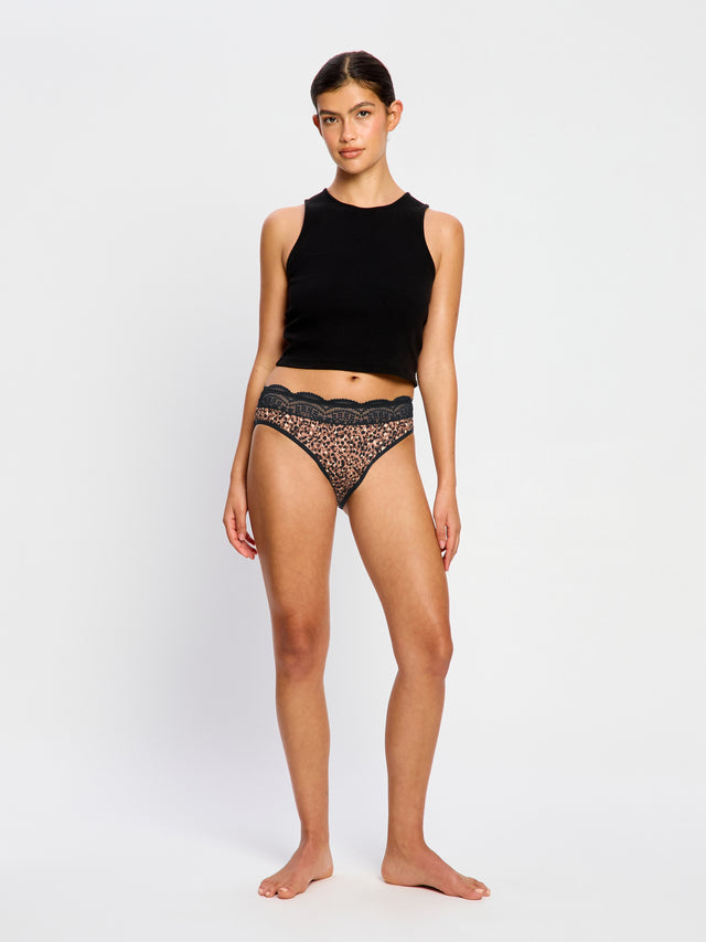 Sensual Hi Waist Bikini Moderate Animalia Brown