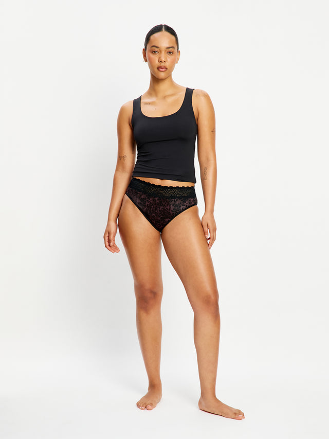 Sensual Hi Waist Bikini Super Abstract Leopard Rich Chocolate