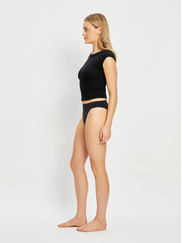 Seamfree Hi-Leg Cheeky Moderate Black