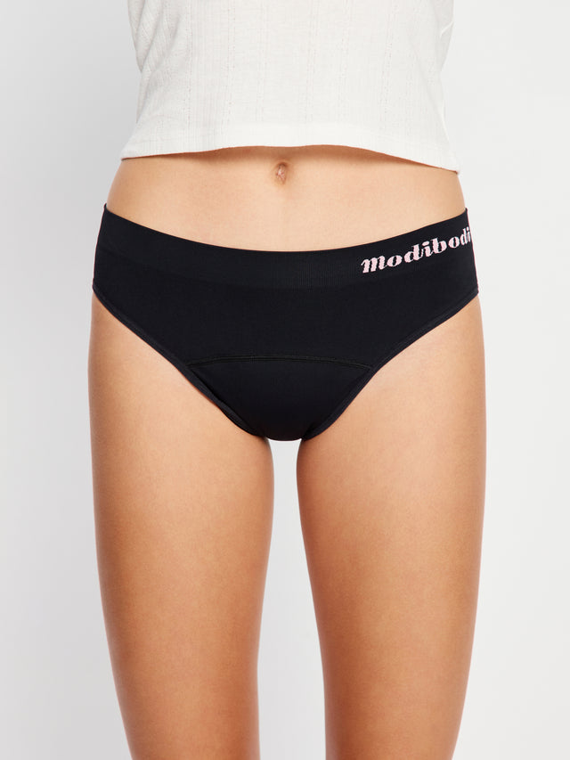 ModiComfort Seamless Teen Hipster Bikini Moderate Black 2 Pack