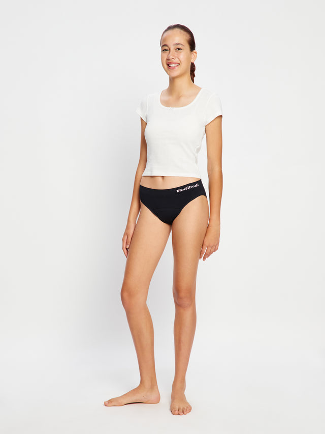 ModiComfort Seamless Teen Hipster Bikini Moderate Black 2 Pack