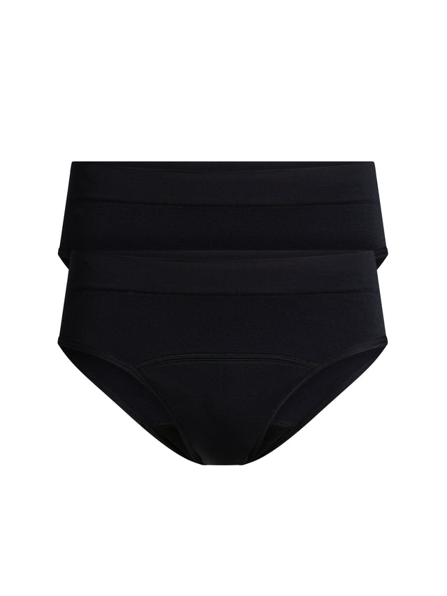 Teen Soft Stretch Seamless Hipster Bikini 2 Pack Moderate Black