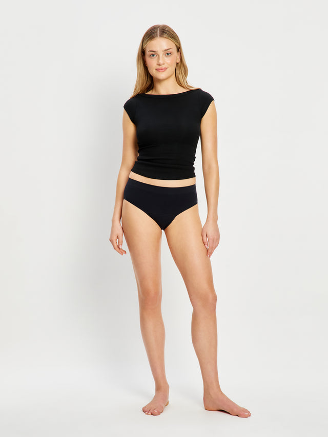 Soft Stretch Seamless Bikini Brief 2 Pack Moderate Black