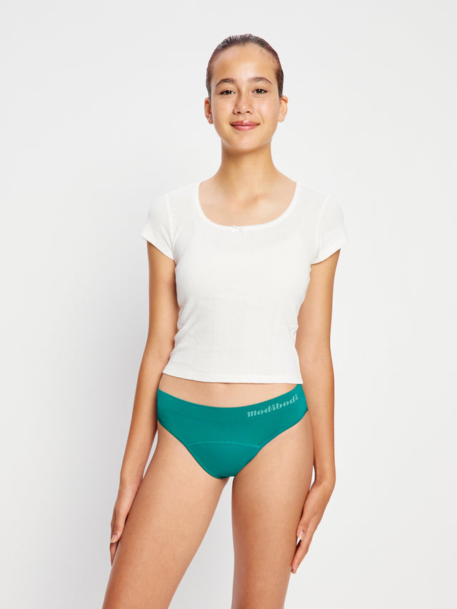ModiComfort Seamless Teen Hipster Bikini Moderate Enchanted Green 2 Pack