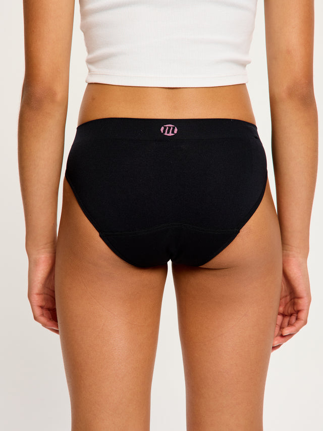 Soft Stretch Seamless Teen Hipster Bikini Moisture Wicking Black