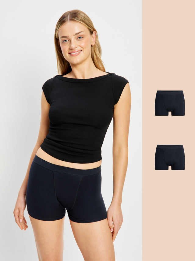 Soft Stretch Seamless Boyshort 2 Pack Super Black