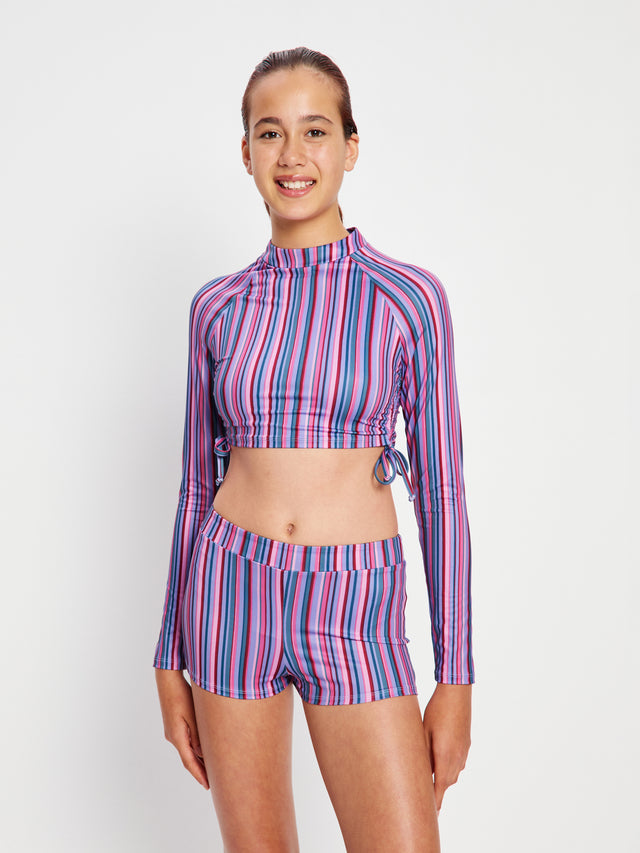 Teen Swimwear Boyshort Super Violet Rose Stripe
