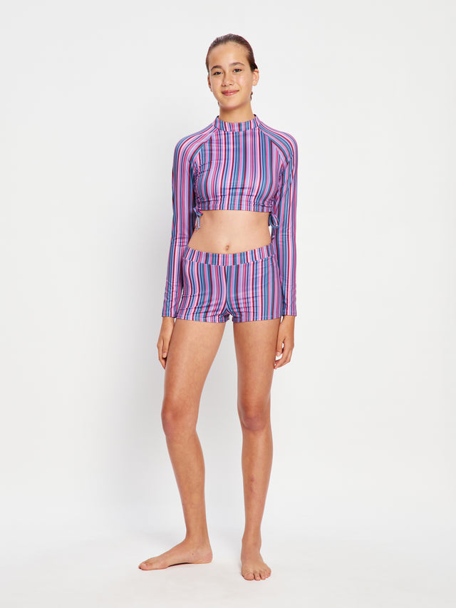 Teen Swimwear Boyshort Super Violet Rose Stripe