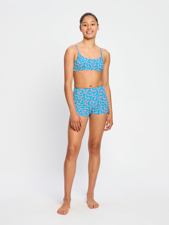 Teen Swimwear Adjustable Crop Top & Hi Waist Short Set