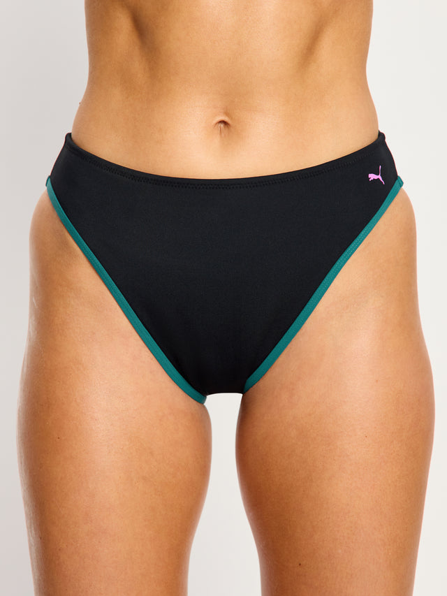 Puma X Modibodi Swimwear Hi-Leg Cheeky Bottom Super Black Orchid