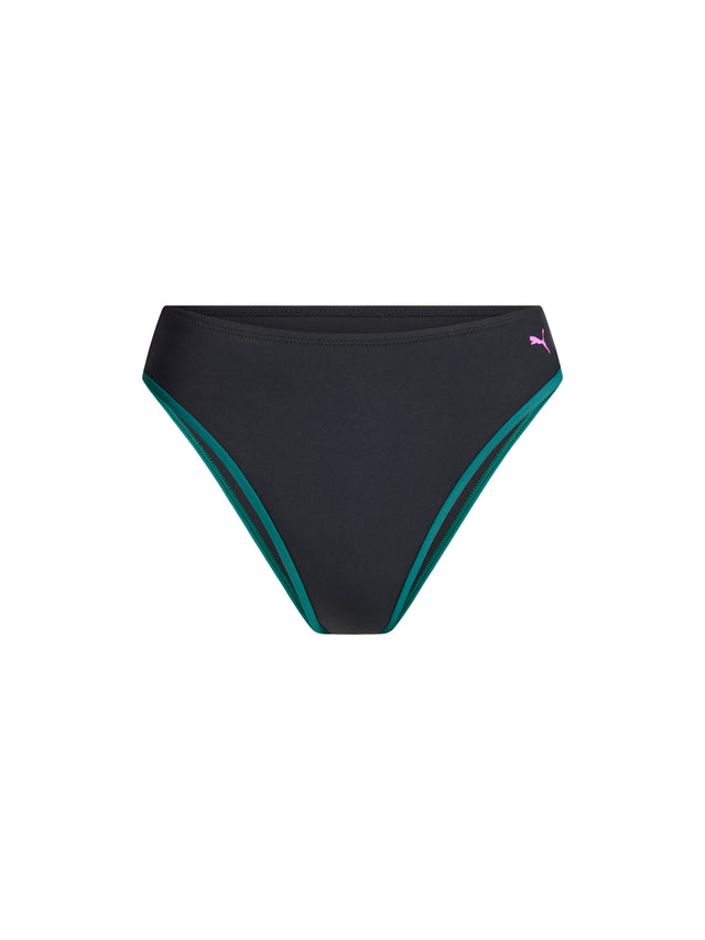 Puma X Modibodi Swimwear Hi-Leg Cheeky Bottom Super Black Orchid