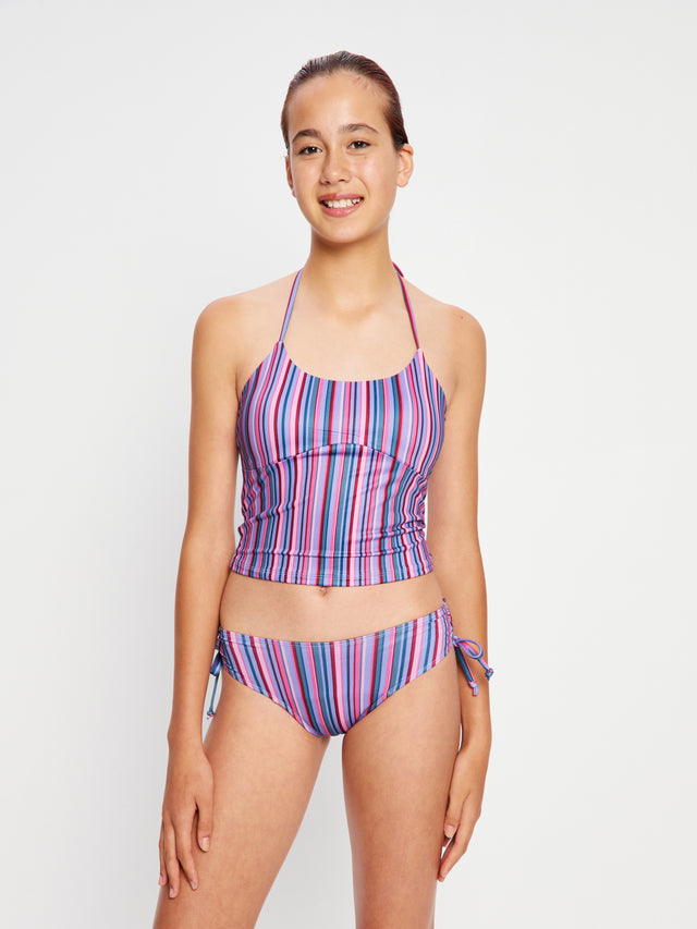 Teen Swimwear Halter Top Violet Rose Stripe