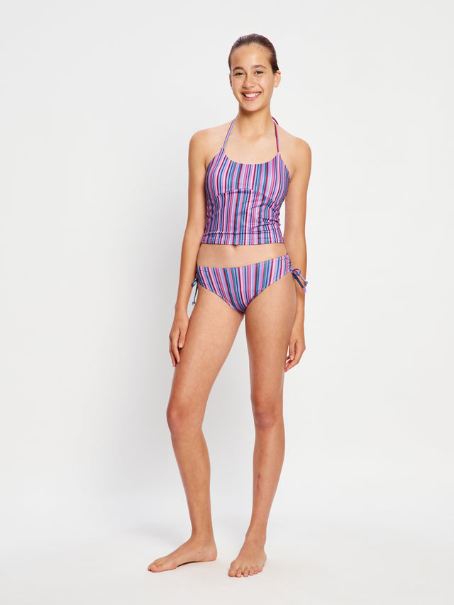 Teen Swimwear Halter Top Violet Rose Stripe